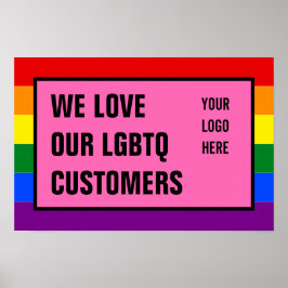 Poster Ame nossos clientes de Gay LGBTQ Logotipo de Sinal