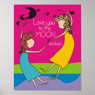 Póster Ame-o à lua e à parte traseira