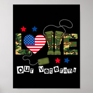 Poster Ame o dia dos veteranos orgulhosa bandeira america