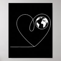 Ame o planeta terra globo coração minimalista