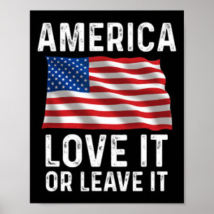 Poster Ame Ou Deixe Patriótico Americano Bandeira EUA