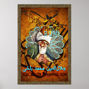 Poster Ame poemas por RUMI - ouro do poster, tapete,