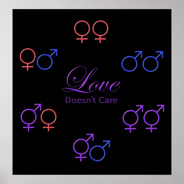 Poster Ame Todos LGBT Unity Igualdade de Gênero Arte (Frente)