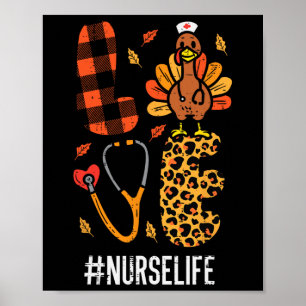 Poster Ame Turquia Enfermeira Estetoscópio Dia de Ação de