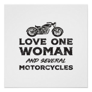 Póster Ame Uma Mulher E Várias Motocicletas Essencial