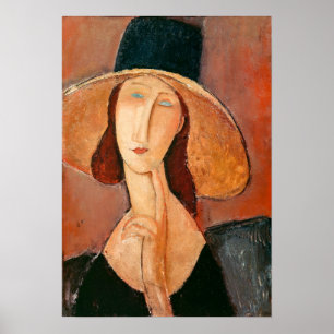 Poster Amedeo Modigliani - Jeanne Hebuterne in Large Hat