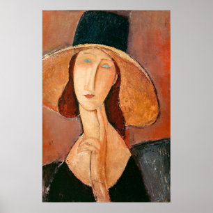 Poster Amedeo Modigliani - Jeanne Hebuterne in Large Hat