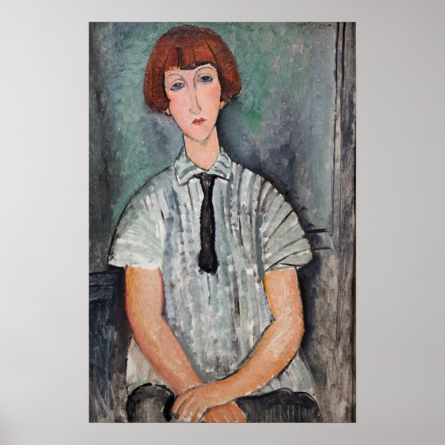 Poster Amedeo Modigliani - Jovem Menina com Blusa Listrad (Frente)