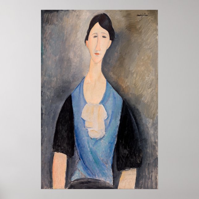 Poster Amedeo Modigliani - Jovem Mulher de Azul (Frente)