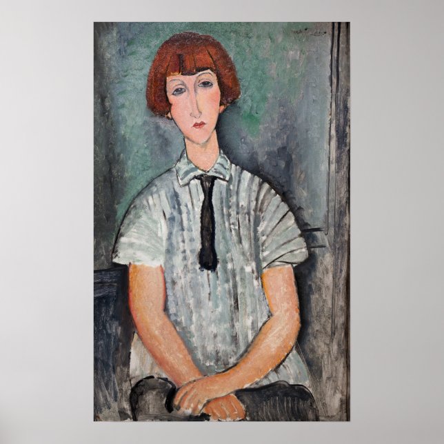 Poster Amedeo Modigliani - Menina em uma Blusa Strike (Frente)