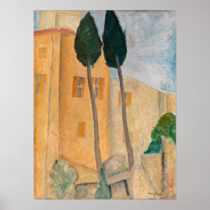 Poster Amedeo Modigliani - Prensas e Casas em Cagnes