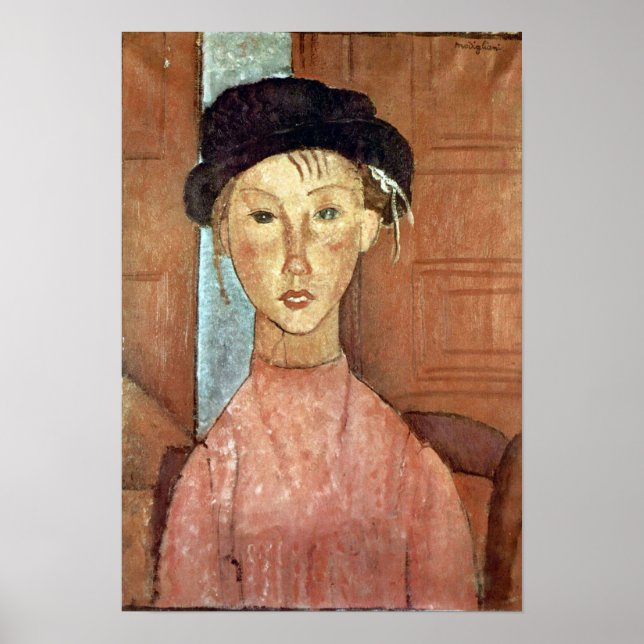 Poster Amedeo Modigliani - Rapariga com Chapéu (Frente)