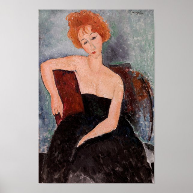 Poster Amedeo Modigliani - Vestido da Noite Ruiva (Frente)