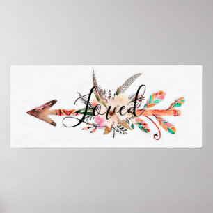 Poster Amei o pôster de flor com seta