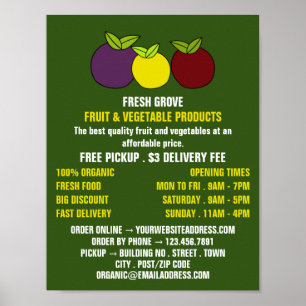 Poster Ameixas de fruta, Publicidade de Greengrocers