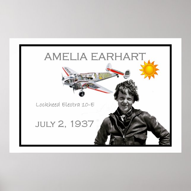 Póster Amelia Earhart e seu avião eletrônico bloqueado (Frente)