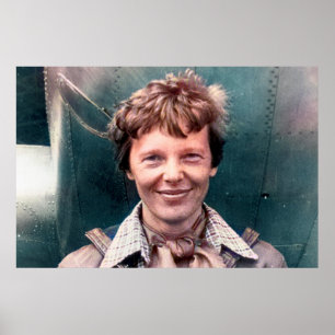 Poster Amelia Earhart e seu Lockheed Electra Colorido