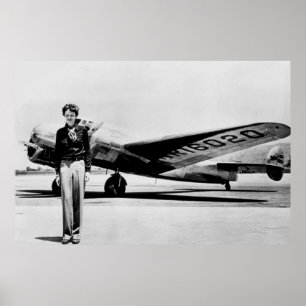 Poster Amelia Earhart Lockheed Electra C 1937 B & W