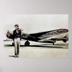 Poster Amelia Earhart Lockheed Electra C 1937 Colorizada 