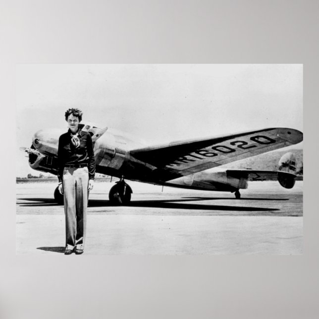 Poster Amelia Earhart Lockheed Electra C 1937 P&B (Frente)