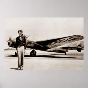 Poster Amelia Earhart Lockheed Electra C 1937 Sépia