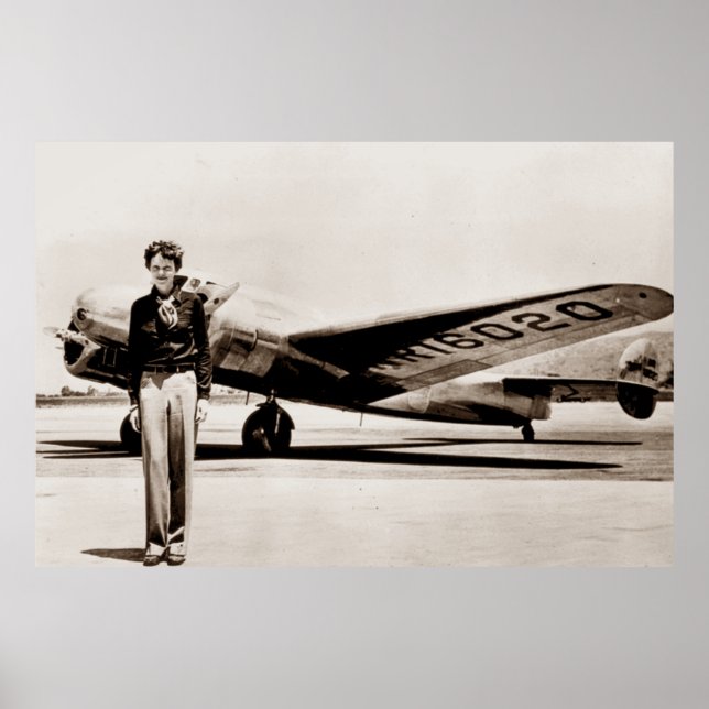 Poster Amelia Earhart Lockheed Electra C 1937 Sépia (Frente)