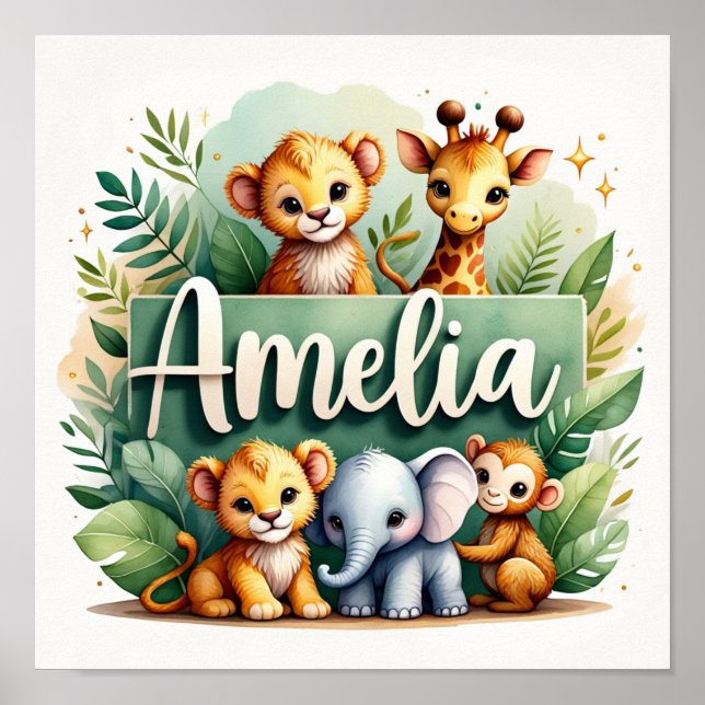 Poster Amelia Safari Nursery Wall Art (Frente)