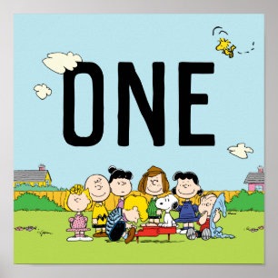 Poster Amendoins   Charlie Brown e Gang Birthday - Um