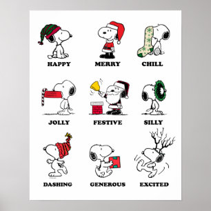 Poster Amendoins Florestas de Natal de Snoopy