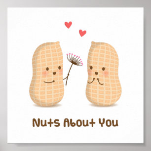 Póster Amendoins Fofos Loucos Por Você Piada de Amor Humo
