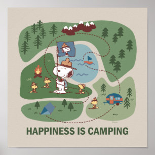 Poster Amendoins Mapa dos acampamentos de Snoopy & Wood