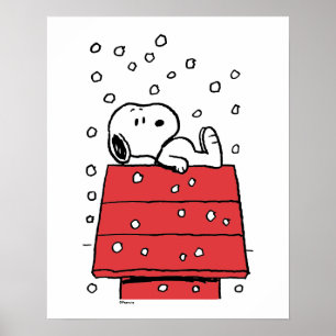 Poster Amendoins Snoopy Doghouse Snowflakes