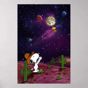 Poster Amendoins   Snoopy & Woodstock Cowboy