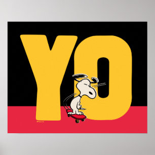 Poster Amendoins Snoopy YO Skateboard