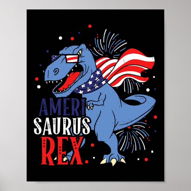 Poster Ameri Saurus Rex 4 De Julho Independência Do Dinos (Frente)