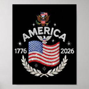 Poster América 1776 2026 águia patriótica bandeira dos EU