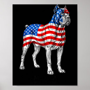Poster América 1776-2026 Cane Corso Cachorro Bandeira Ame