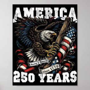 Poster América 250 Anos Liberdade Águia Vintage 1776 2026