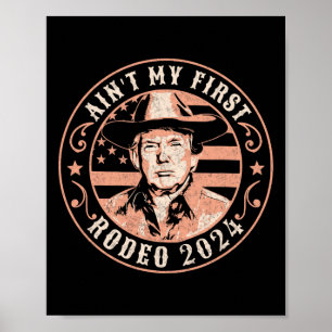 Poster América Apoia Trump Rodeio de Cowboy Eleição 2024 