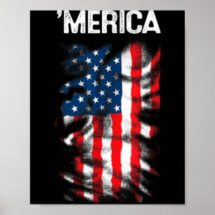 Poster América Bandeira Vintage 4 de Julho para Independê