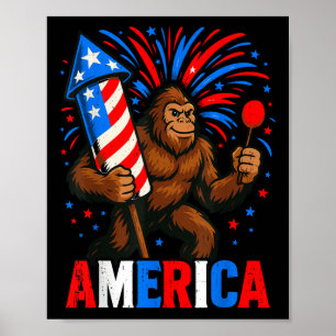 Poster América Bigfoot Eua Firework Patriotic Sasquatch 4
