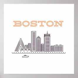 Poster América Boston City Skyline, Boston Mãe nos EUA Sk