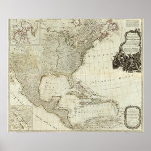 Poster America do Norte composta, ilhas ocidentais de