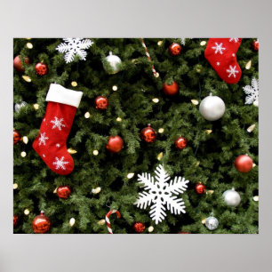 Poster América do Norte. Condecorações de Natal na árvore