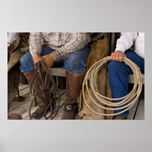 Poster América do Norte, EUA. Cowboys relaxando e 2