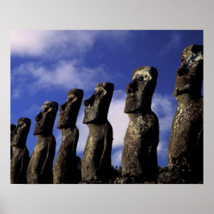 Póster América do Sul, Chile, Ilha de Páscoa, Ahu Akiri.