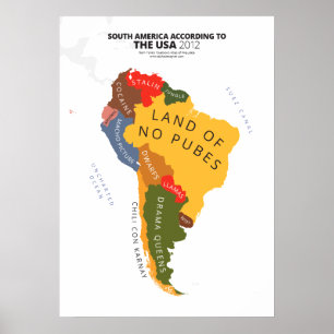 Poster Ámérica do Sul de acordo com os EUA