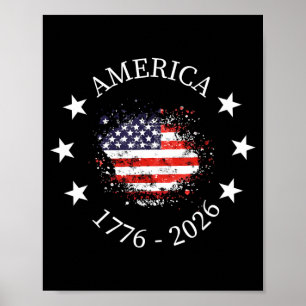 Poster América EUA Bandeira 4 de Julho Dia da Independênc