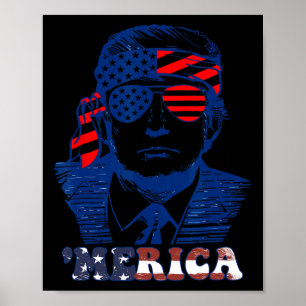 Poster América Feliz 4 De Julho Bandeira Americana Trump
