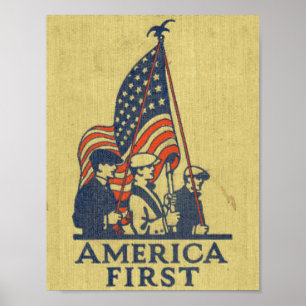 Póster America First Patriots American Flag Vintage EUA